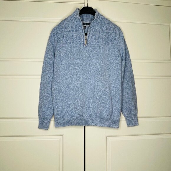 Karen Scott Light Blue Cable‑Knit Half‑Zip Sweater (Large) - Picture 2 of 9